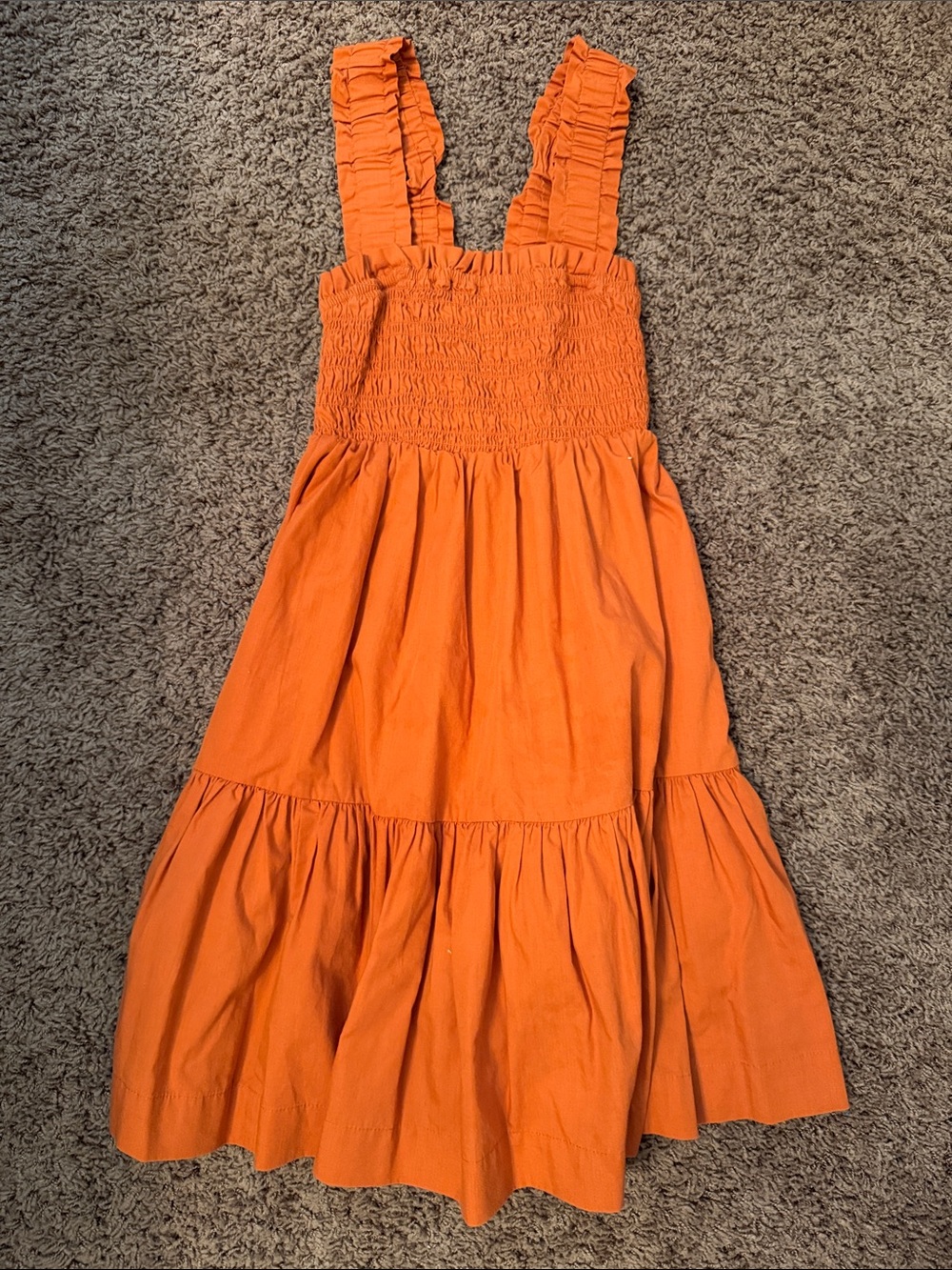 Terra Cotta Ruffled Smocked Sundress- Size XS